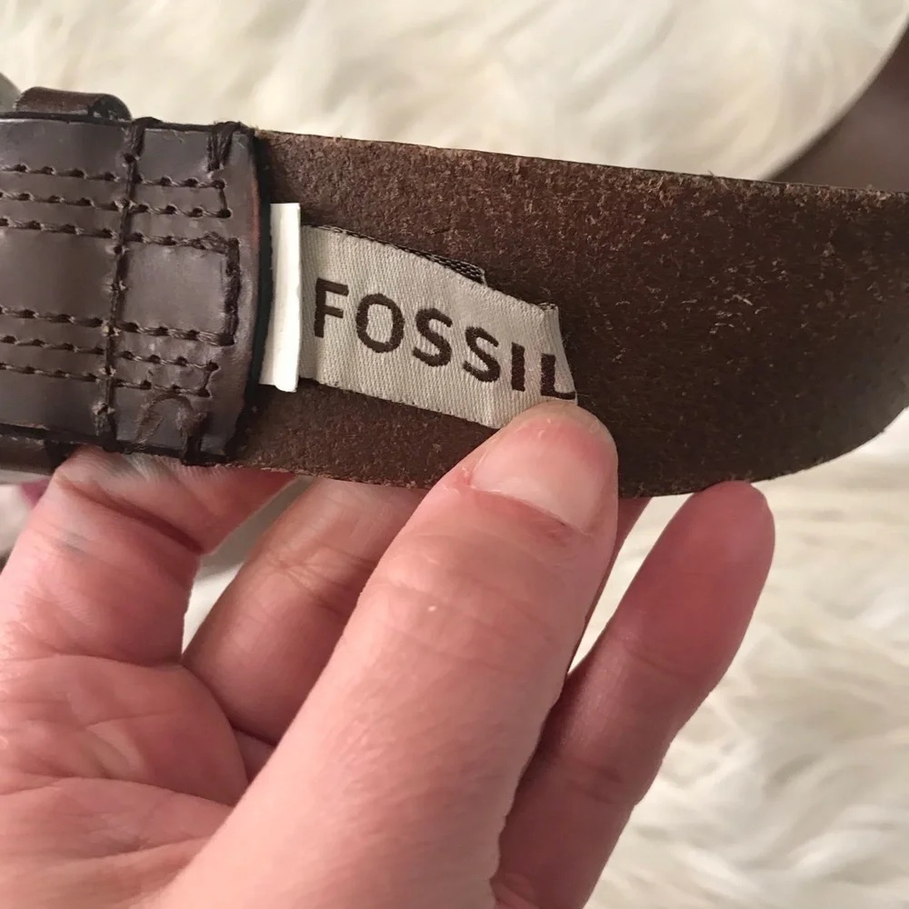 Men’s Fossil brown leather distressed belt 42